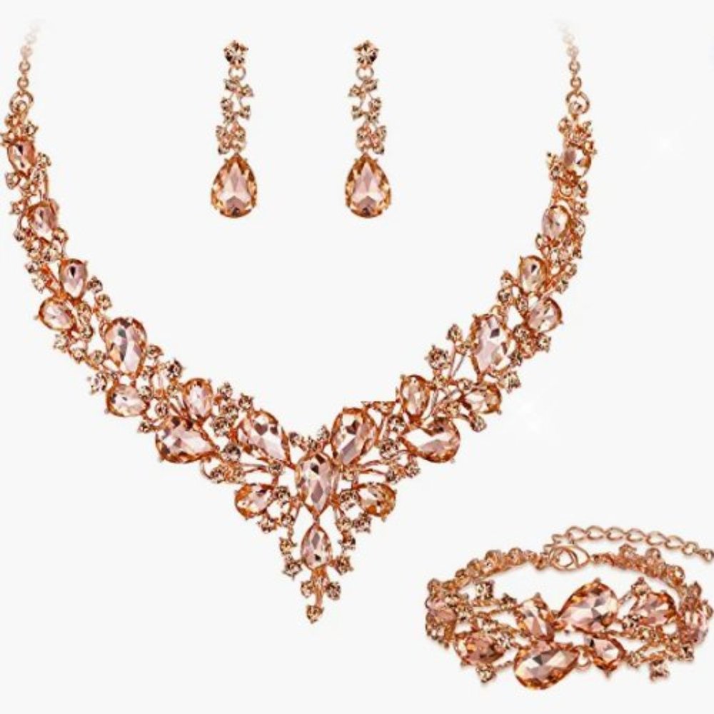 NEW Sparkling Bling Swarovski Crystal Rhinestone Wedding Necklace Set + … - Picture 10 of 16